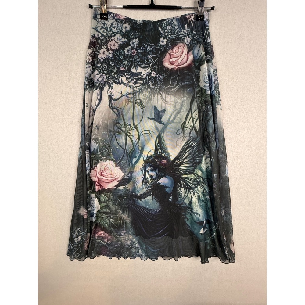 Cosmic Aura Fairy Mesh Maxi Skirt Womens S Whimsigoth Rose Fantasy Dark Romance - Picture 2 of 6